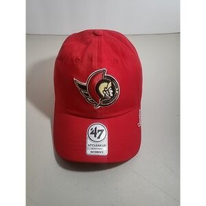 Women's 47 Brand Clean Up Ottowa Senators Adjustable Cap Hat NHL Hockey Red NEW